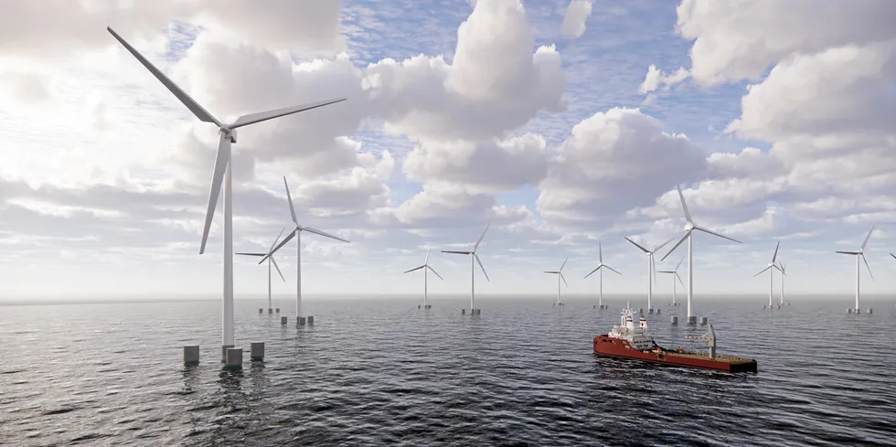 Artist's impression of the Moneypoint floating wind plant.