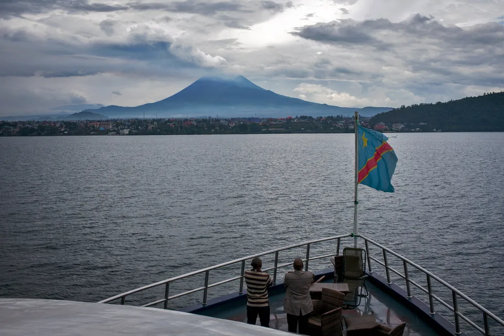Volcanic vista: the Nyiragongo volcano comes into view as a ferry on Lake Kivu arrives in Goma in the Democratic Republic of Congo.