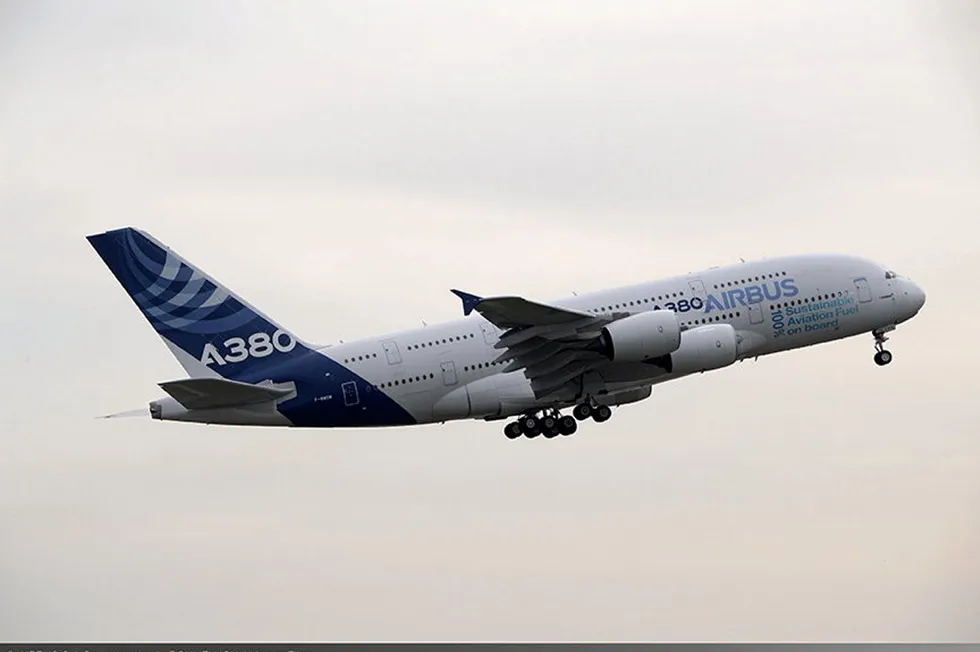 First Airbus A380 powered by 100% sustainable aviation fuel takes to the skies.