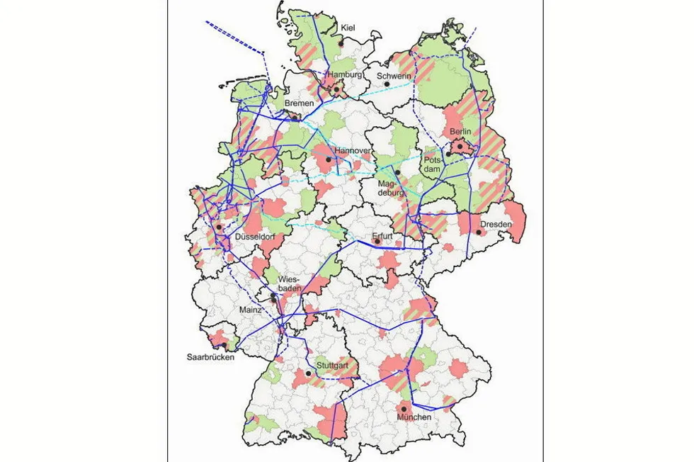 The planned 'core' hydrogen network in Germany.