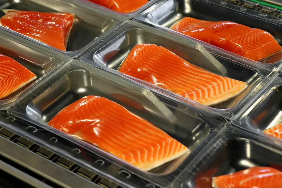 Beautiful, but potentially endangered, skinpackaged fillets of salmon.