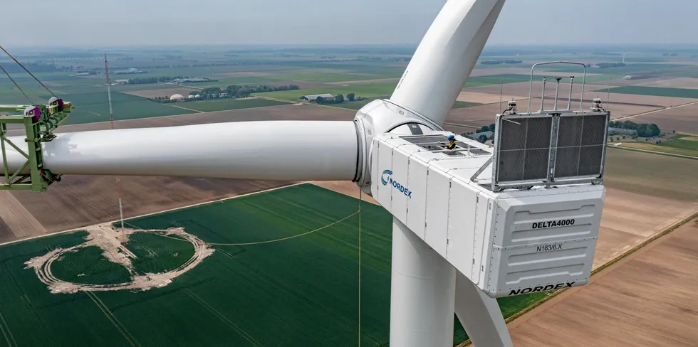 First Nordex N163/6.X turbine installed at wind project in the Netherlands