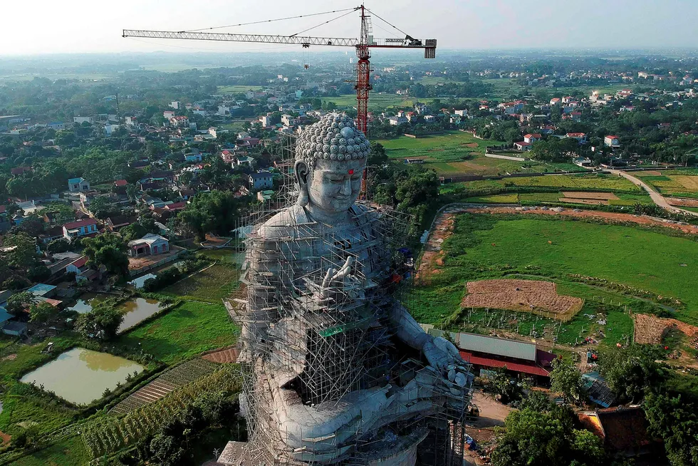 Capital view: a giant Buddha statue under construction in Hanoi