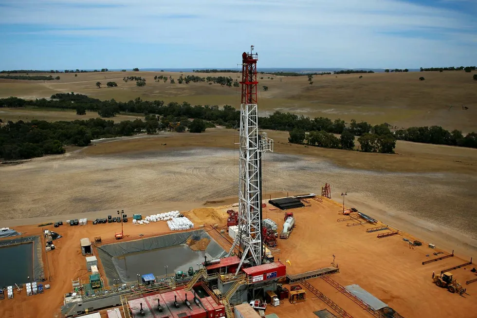 In action: the Enerdrill Rig 3 working at Empire Oil & Gas' Red Gully field in the Perth basin