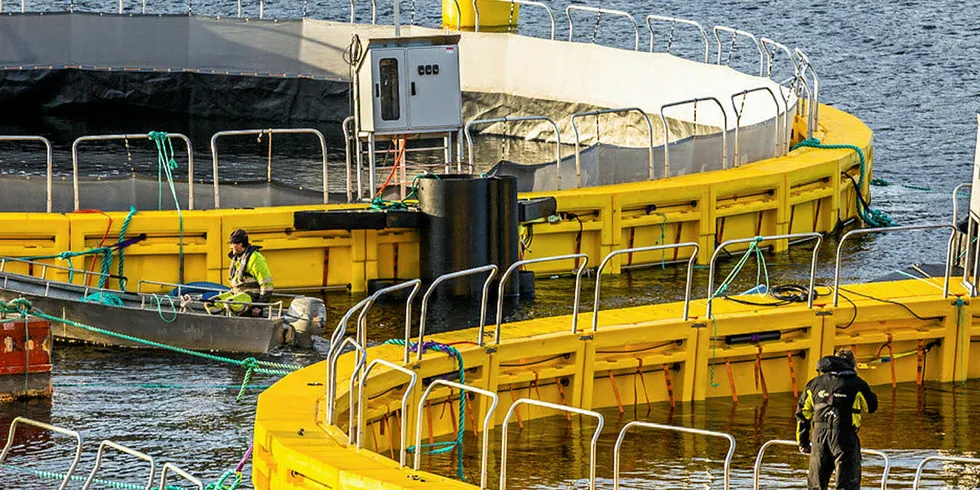 KAN SAMLE OPP NÆRINGSSTOFFER: Med lukkede merder er det mulig å samle opp det aller meste av fôrspill og skit fra oppdrettsfisken. Disse næringsstoffene kan senere brukes til gjødsel i grønnsaksproduksjon.