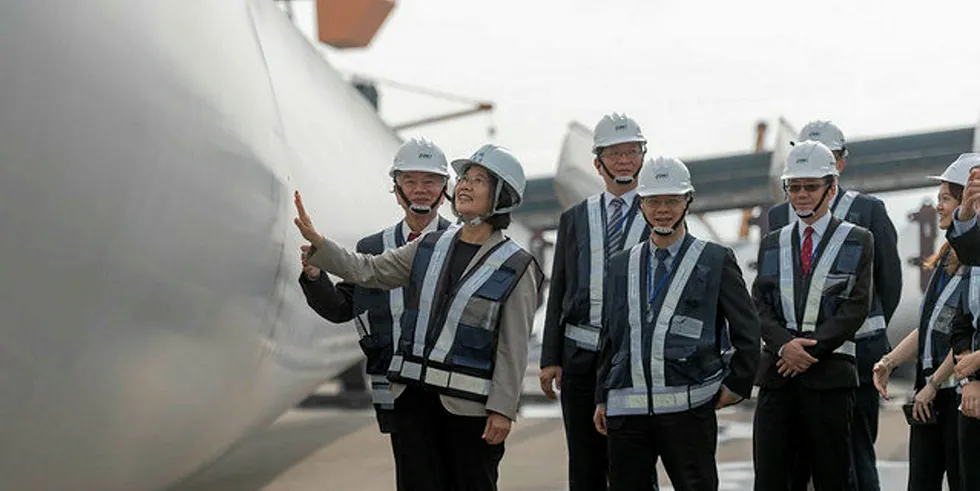 Tsai Ing-wen at the launch of the Formosa 1 offshore wind project.