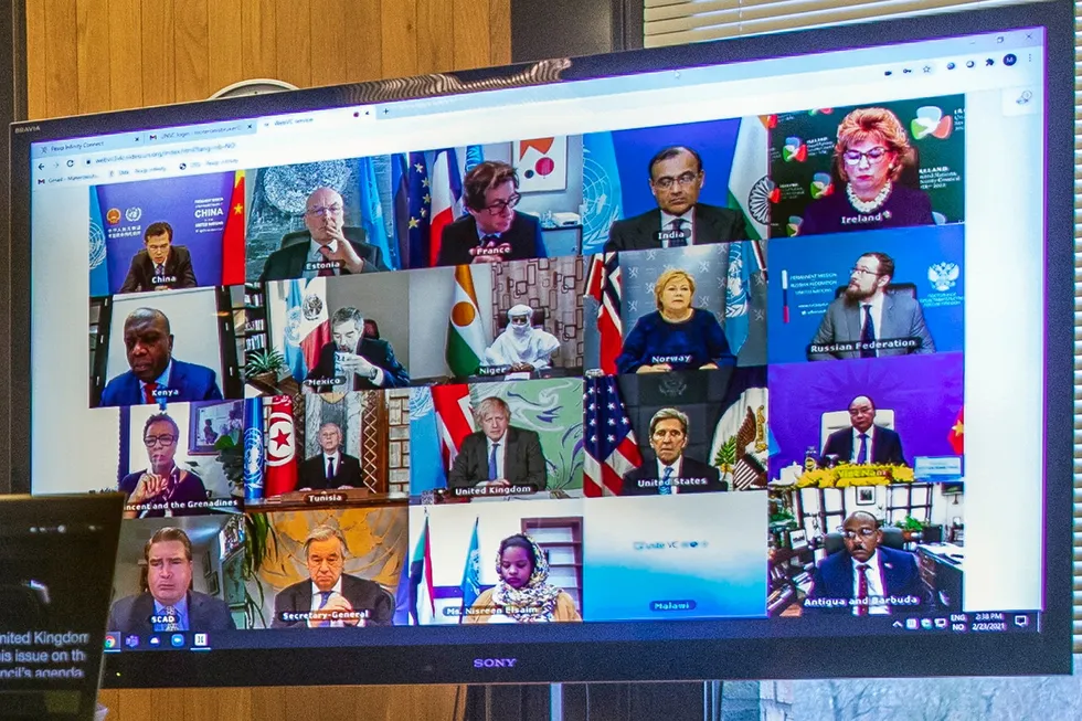 Statsminister Erna Solberg (H) deltok nylig i et digitalt møte i FNs sikkerhetsråd om klimaendringer og sikkerhet. Dette var første gang Solberg talte i Sikkerhetsrådet siden Norge ble medlem av rådet ved årsskiftet.