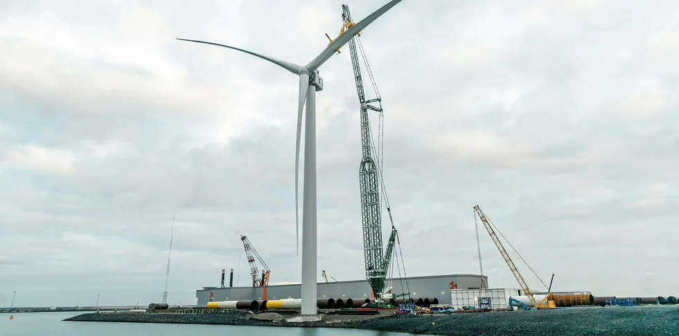 GE Renewable Energy Haliade-X prototype in the Port of Rotterdam, in the Netherlands