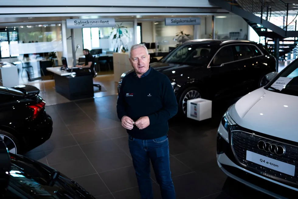 Bilselger og daglig leder Jon Meiner hos Audi-forhandler Møller Mobility Group på Ensjø selger nesten bare elbiler.