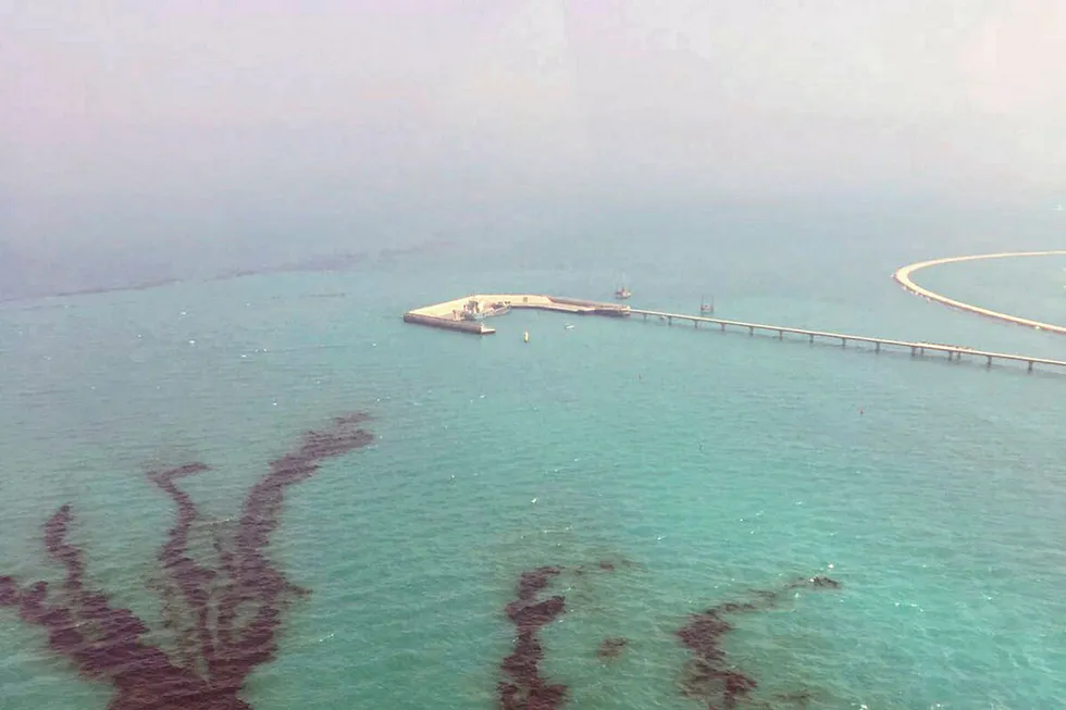 Pollution: the oil spill near Kuwait's southern Ras al-Zour in the Persian Gulf