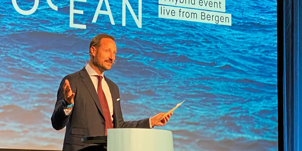 Kronprins Haakon åpnet havkonferansen "The Ocean" i Grieghallen i Bergen.