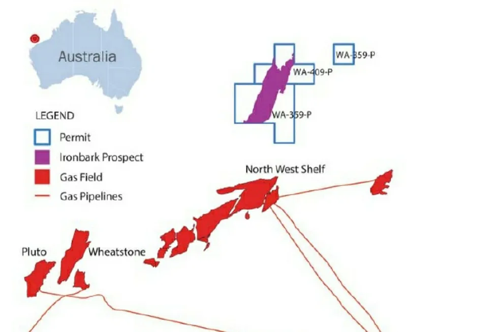 Location: of the large Ironbark gas prospect off Western Australia