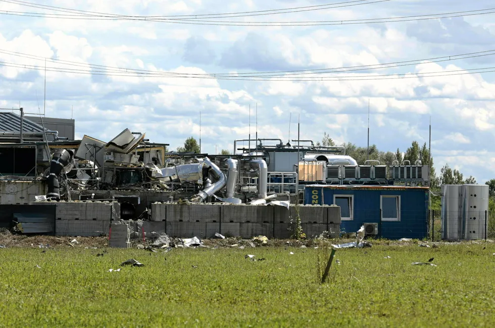 The aftermath of the explosion at HypTec premises in Styria, central Austria.
