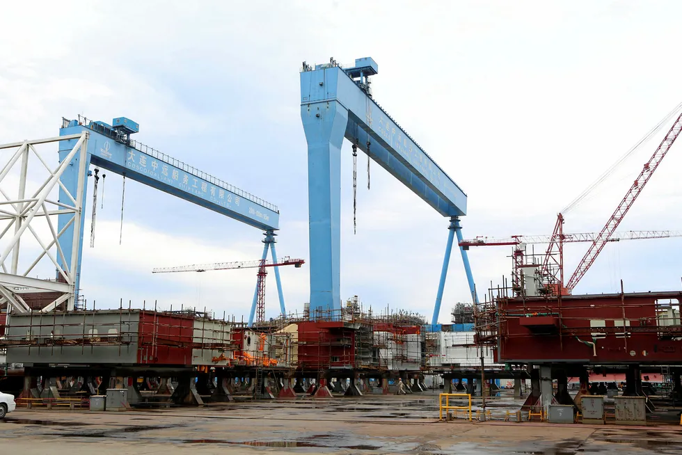 Open for business: the Cosco Dalian shipyard is reopen after the second wave of Covid-19 in the city abated