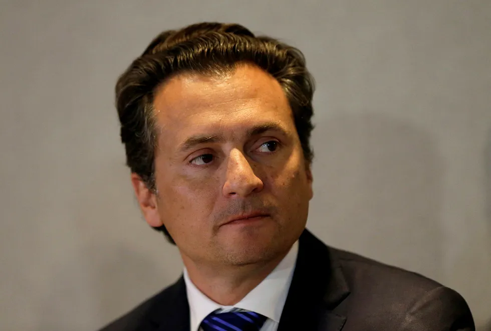 Emilio Lozoya: Former chief executive of Pemex speaks during a news conference at a hotel after leaving Mexico's attorney general's office in 2017