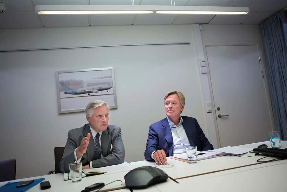 Administrerende direktør Mikkel Berg (f.v) og styreleder Stig Grimsgaard Andersen i Silver. Foto: Thomas T. Kleiven