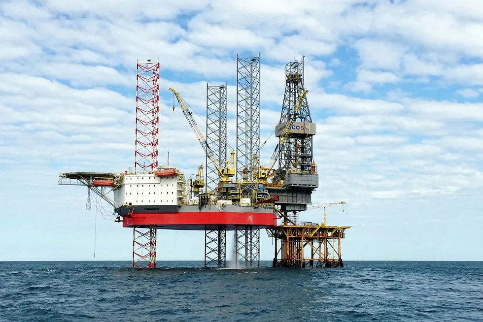 On call: the jack-up COSL Hunter is drilling for Pan American offshore Mexico