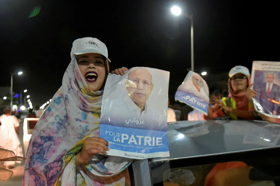 Victory: people celebrate the presidential election victory by Mauritania's ruling party candidate Mohamed Ould Ghazouani in Nouakchoot