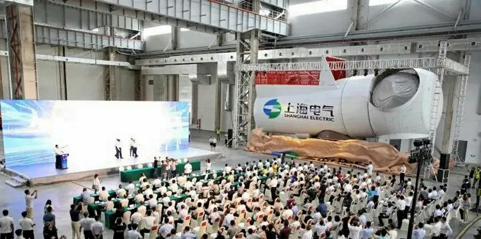 The launch of Shanghai Electric's 8MW turbine at the company's factory in Guangdong province.