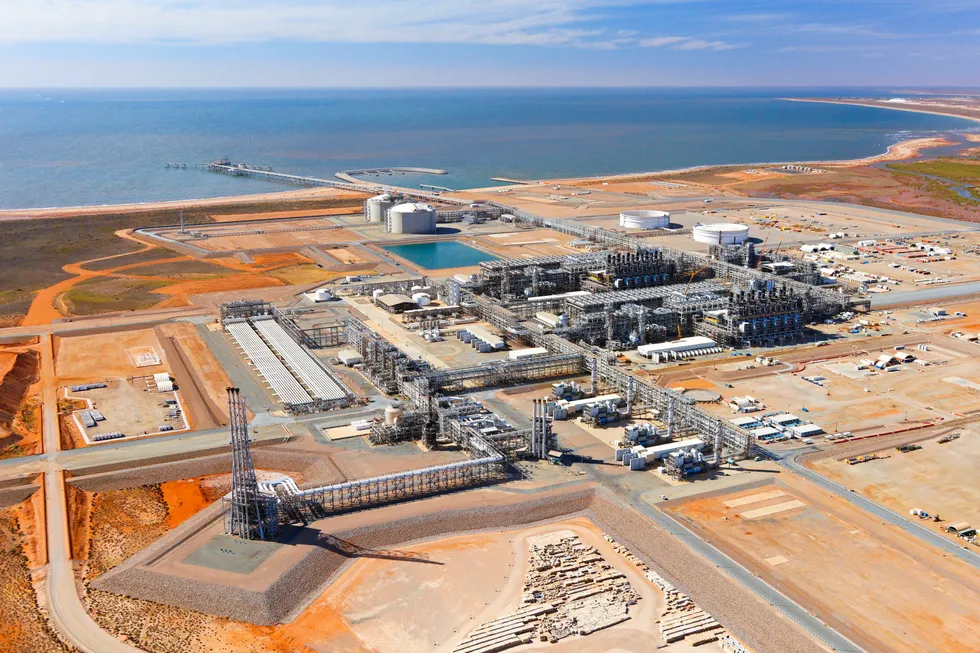 In operation: Chevron's Wheatstone LNG project on Western Australia's Pilbara coast.