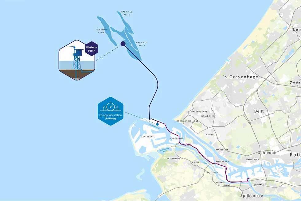 A map of the Porthos offshore CCS project.