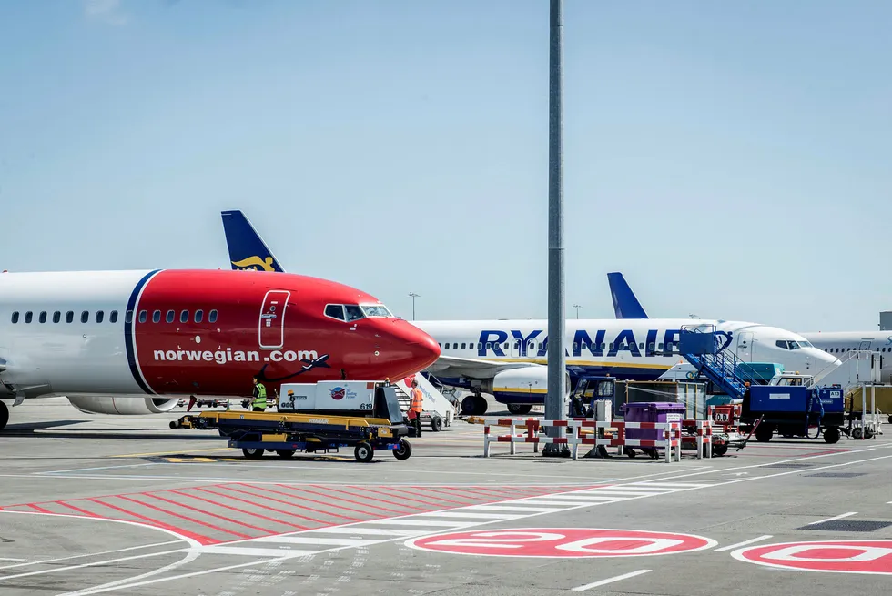 Ryanair-aksjen har steget 24 prosent så langt i år, mens Norwegian-aksjen har falt 22 prosent. Foto: Gorm K. Gaare