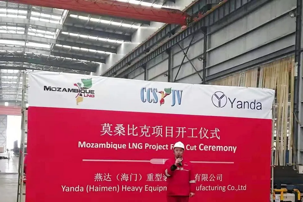 East Africa deal: steel-cutting ceremony for modules at Yanda, China for Total-led Mozambique LNG project