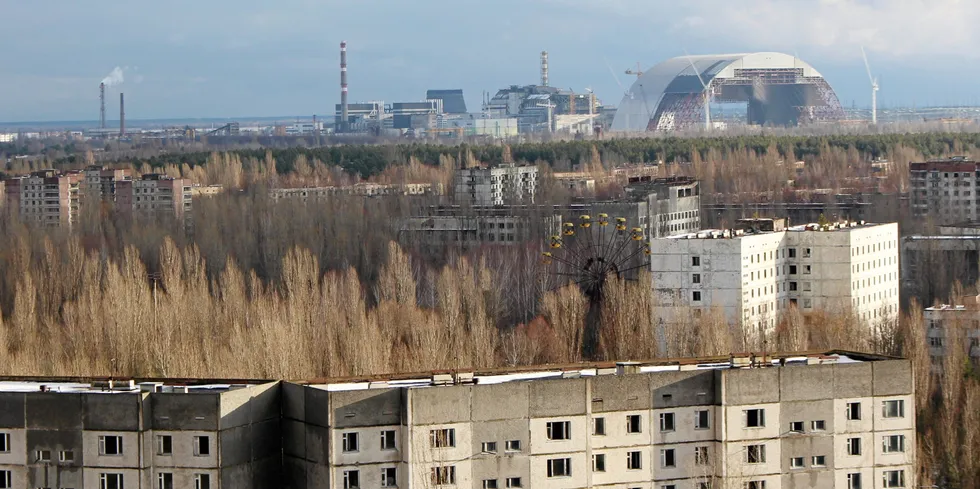 The Chernobyl exclusion zone around the decommissioned nuclear power plant.