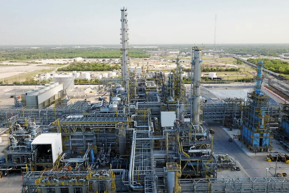 An aerial photograph of the Baytown refining complex.