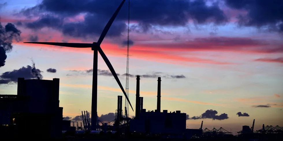 GE's Haliade-X prototype in the Port of Rotterdam in the Netherlands