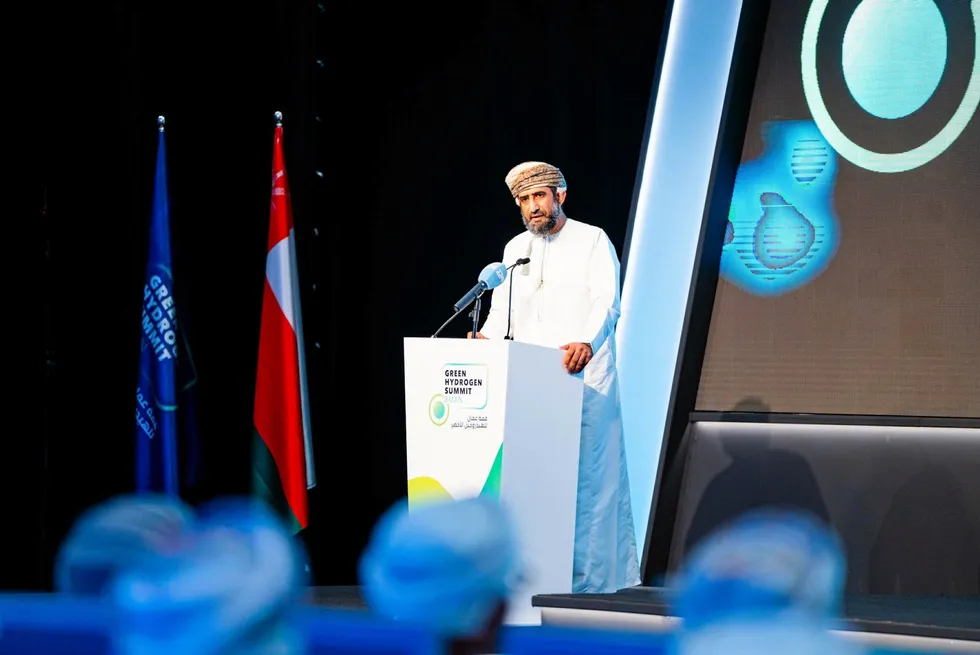 Abdulaziz Al Shidhani, managing director of Hydrom, speaking at the Green Hydrogen Summit Oman in Muscat this week.