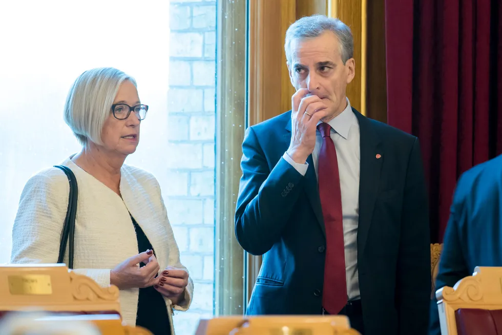 Ap-leder Jonas Gahr Støre hadde sans for ideen om Senterpartiets parlamentariske leder Marit Arnstad som ny stortingspresident.