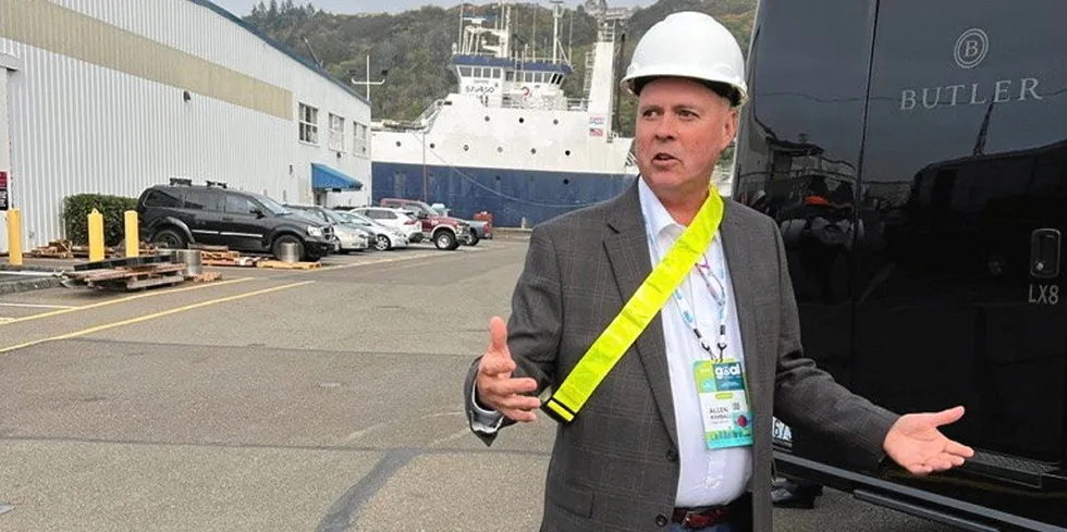 Allen Kimball leading participants at GOAL 2022 on a tour of Trident vessels in Tacoma, Washington in 2022.