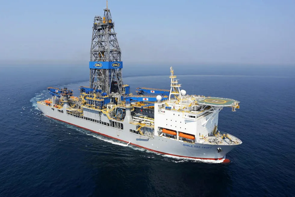 Going up: the Noble Corporation drillship Noble Sam Croft is one of seven rigs operating offshore Guyana at the moment
