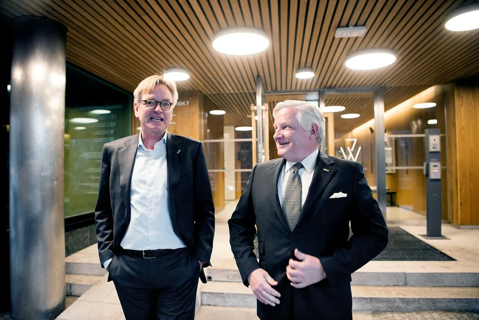 Styreleder Stig Grimsgaard Andersen (til venstre) og administrerende direktør i Silver, Mikkel Berg, mener norske myndigheter ikke ville at Silver skulle lykkes. Foto: Mikaela Berg