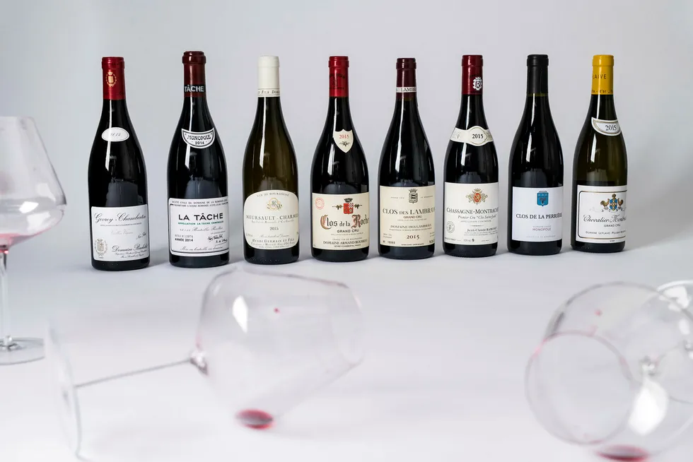 Dyre dråper. 2015 er en ettertraktet og kostbar årgang i Burgund, men også en årgang som nok vil øke i pris i årene som kommer. Dette er utvalg av de beste vinene som kommer på årets burgundslipp. Foto: Skjalg Bøhmer Vold