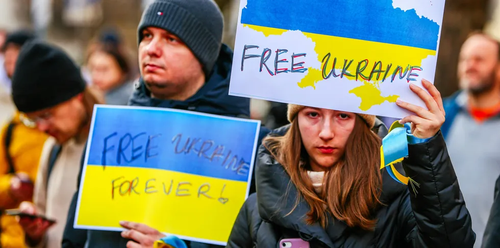 Protests against Russia's invasion of Ukraine have been held across Europe.