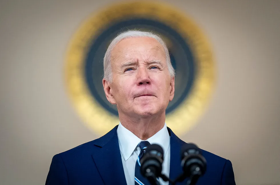 Under fire: US President Joe Biden speaking at the White House on Monday