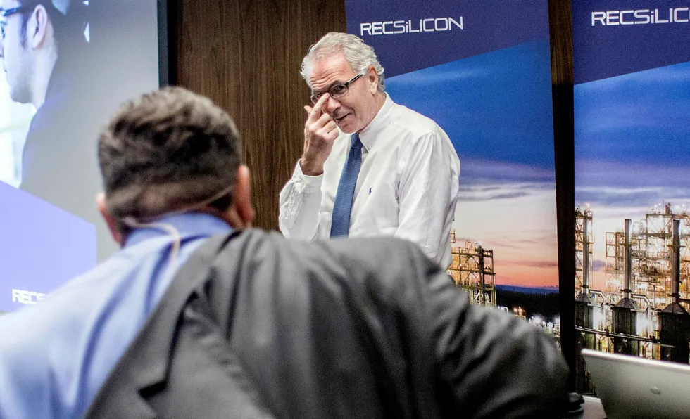 Rec Silicon presenterer torsdag sine resultater for tredje kvartal. På bildet: konsernsjef Tore Torvund. Bildet er tatt i 2014.