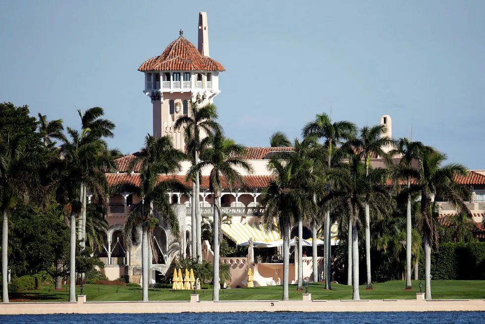 Bildet viser Mar-a-Lago-godset i Florida som er eid av president Donald Donald Trump.