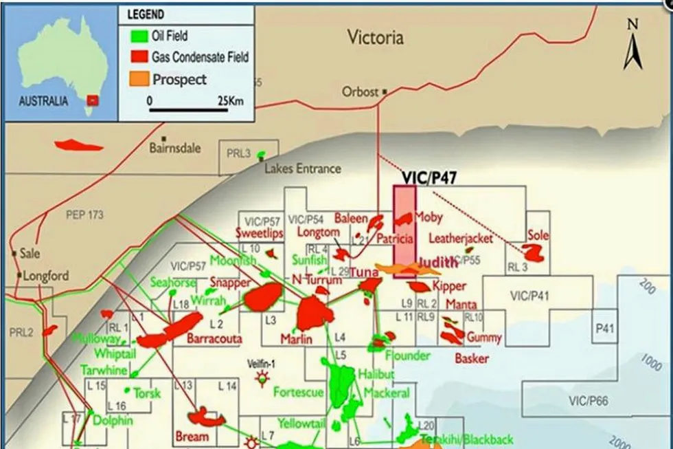 Offshore field": location of the Judith gas discovery in Australia's offshore Gippsland basin