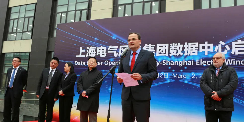 Siemens Gamesa CEO Markus Tacke in China for the deal.