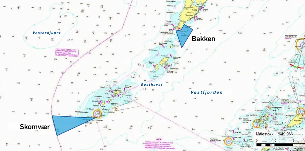 Her er Fiskeridirektoratets «kakestykke» ved Røst satt ut i kartet. – Større er det tross alt ikke, påpeker Einar Meløysund.
