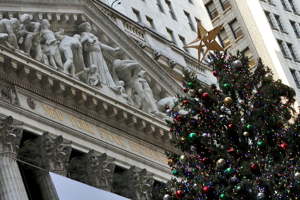 New York-børsen pyntet til jul.