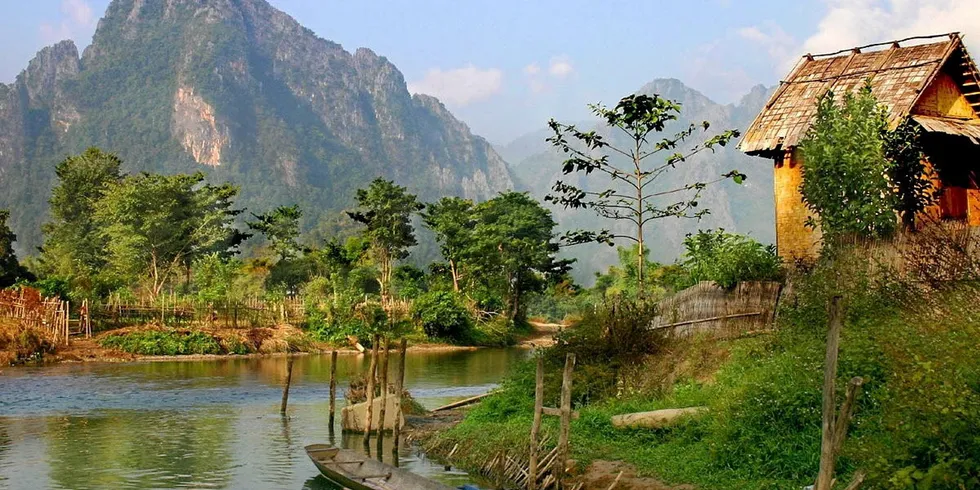 Vang Vieng, a small town on the Nam Song River in Laos.