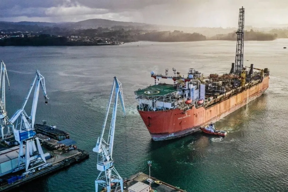 Out of dry dock: the Terra Nova FPSO arriving at Navantia's shipyard in Spain in January 2022