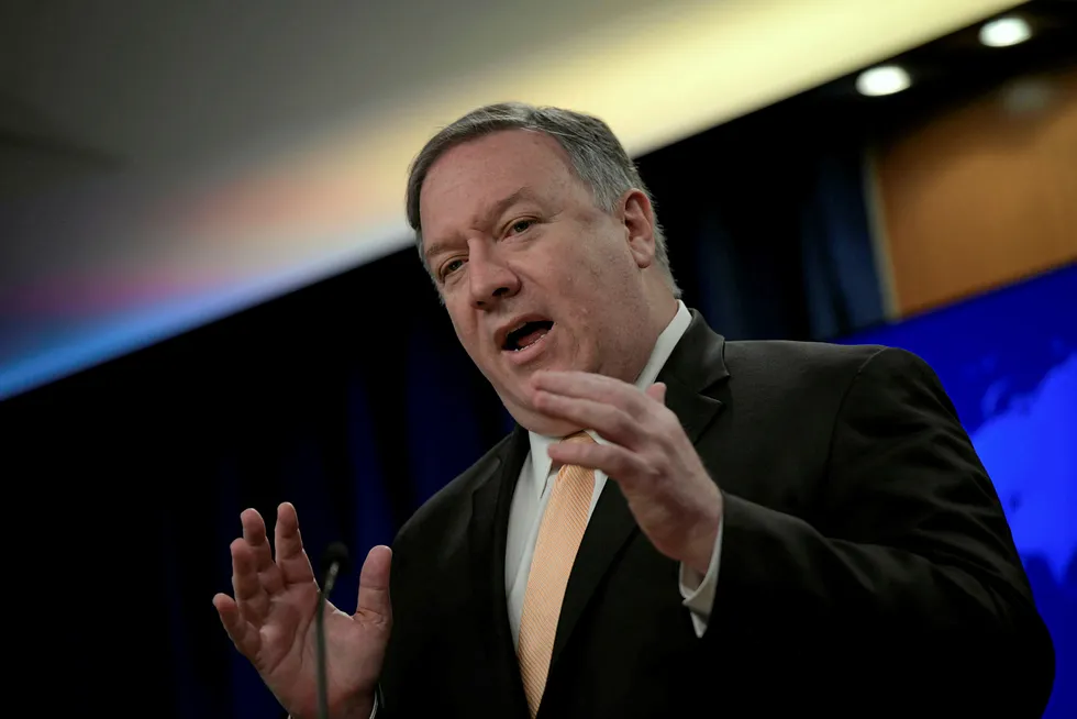 Tension: US Secretary of State Mike Pompeo says the US will take action to guarantee safe navigation in the Middle East following an attack on two tankers last week