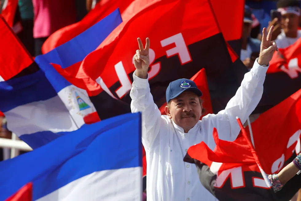 President Daniel Ortega feirer 39-årsdagen for revolusjonen i Nicaragua. Foto: Oswaldo Rivas/Reuters/NTB Scanpix