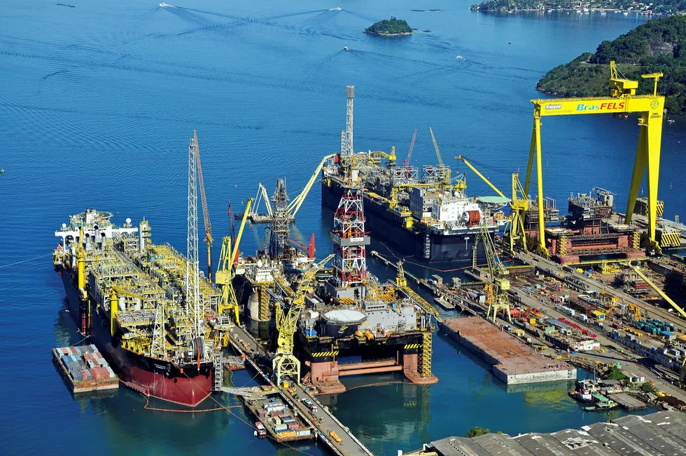 Domestic capacity: FPSOs and rigs at BrasFels shipyard, Brazil