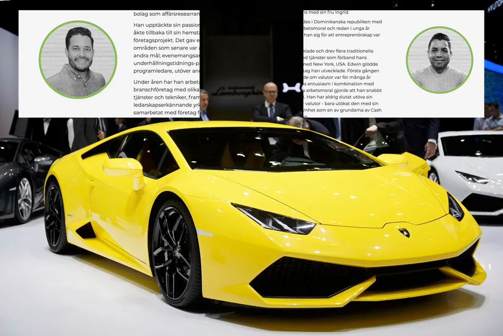 Huascar Lopez og Edwin Abad er de to grunnleggerne av Cash FX Group. Blir man global ambassadør i Cash FX Group (CFX), kan man få en Lamborghini.